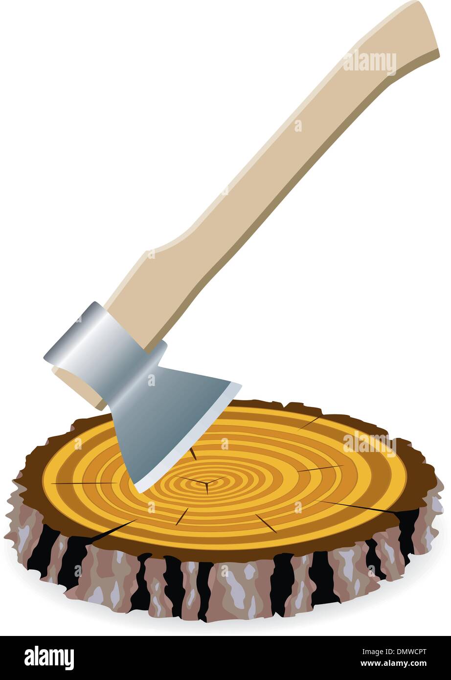 Il vettore Ax e un taglio di legno Illustrazione Vettoriale