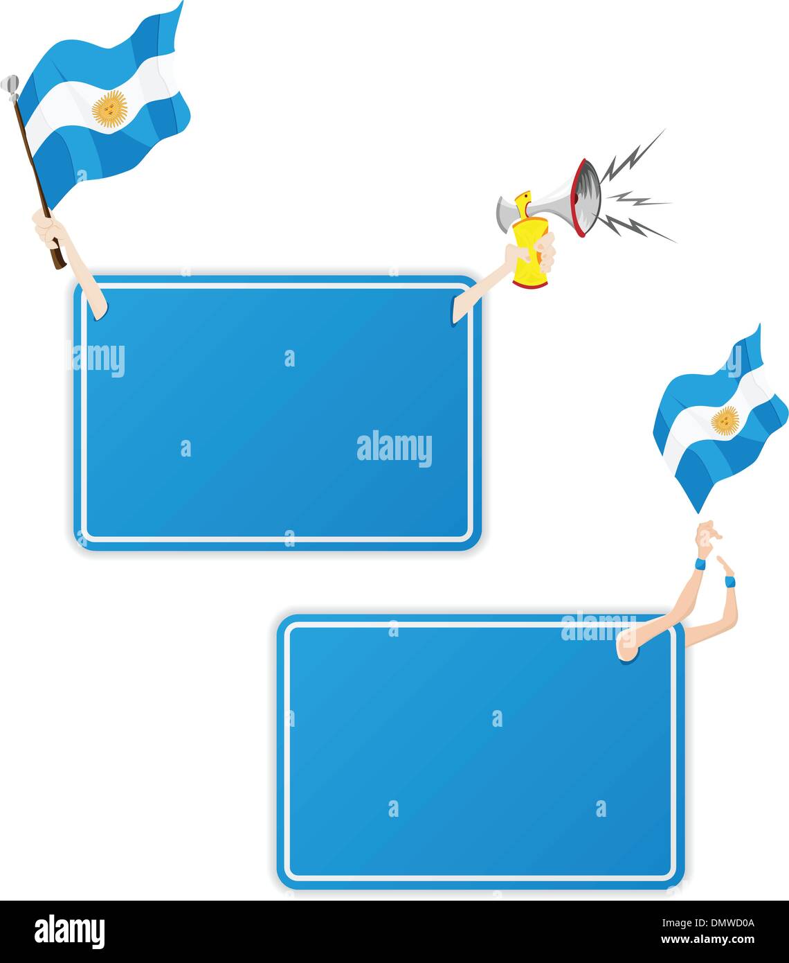 Argentina Sport frame del messaggio con la bandiera. Set di due Illustrazione Vettoriale