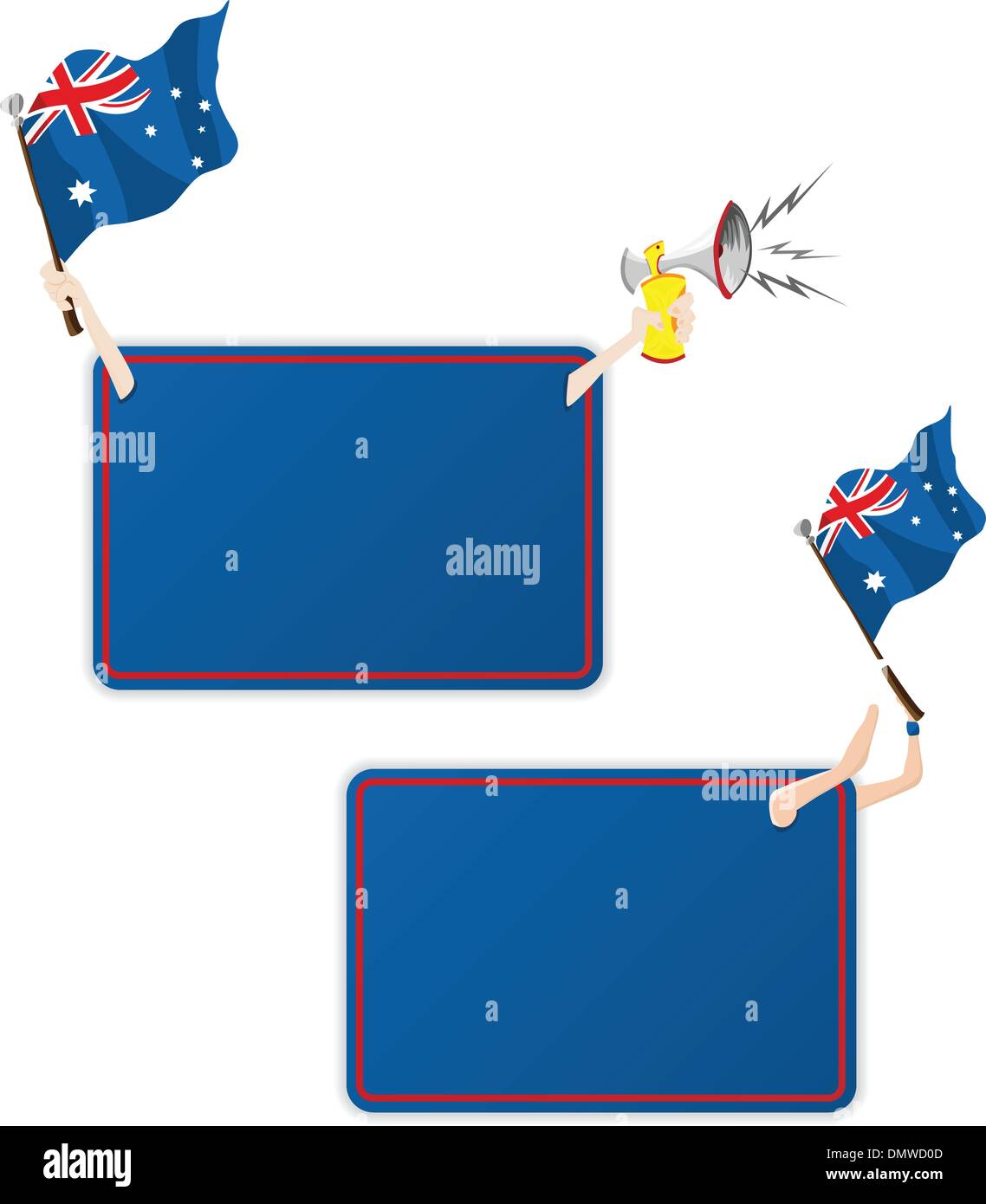 Australia Sport frame del messaggio con la bandiera. Set di due Illustrazione Vettoriale