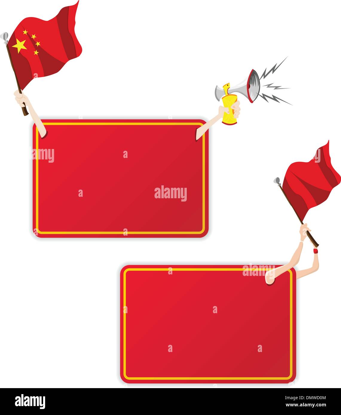 China Sport frame del messaggio con la bandiera. Set di due Illustrazione Vettoriale