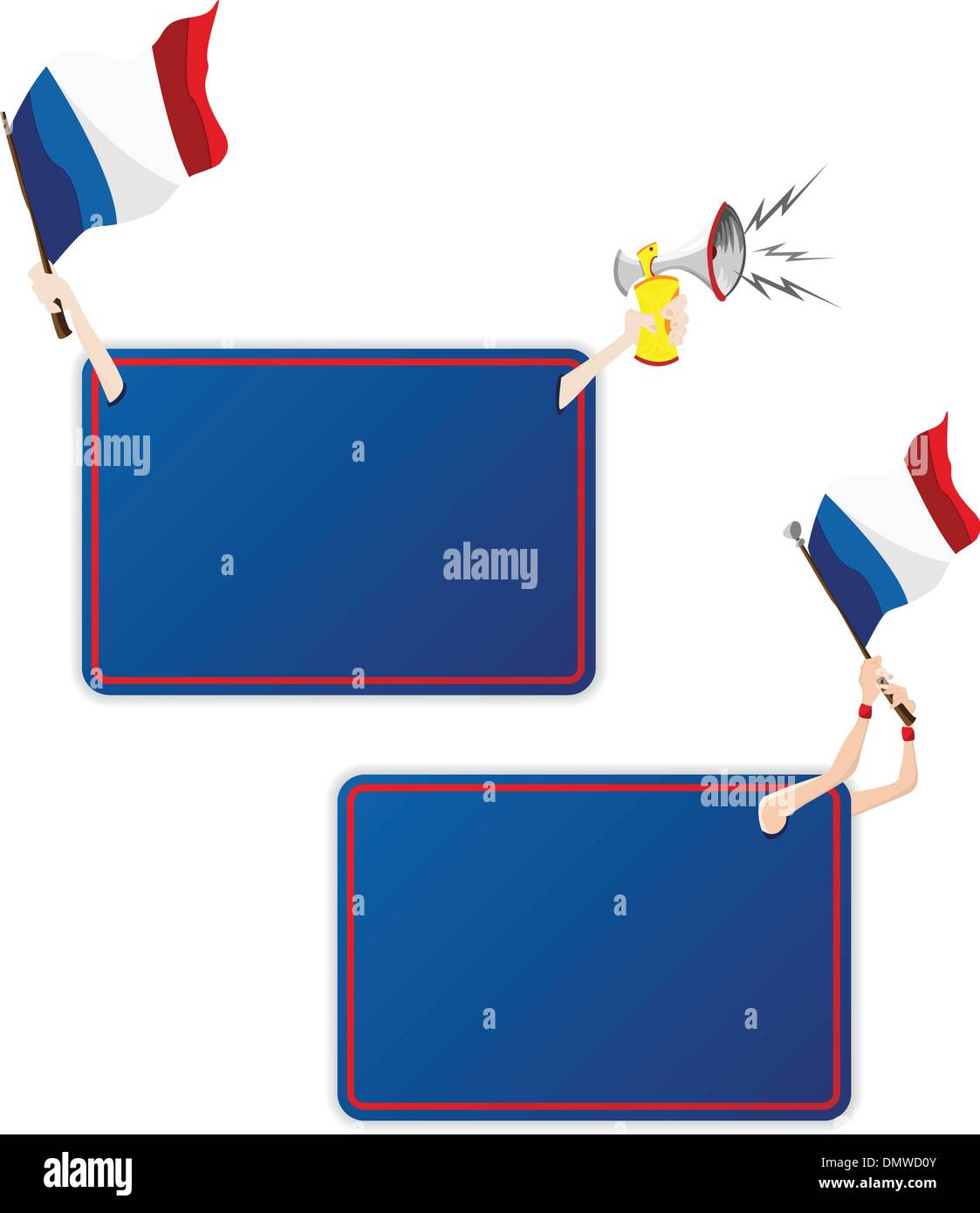 Francia Sport frame del messaggio con la bandiera. Set di due Illustrazione Vettoriale