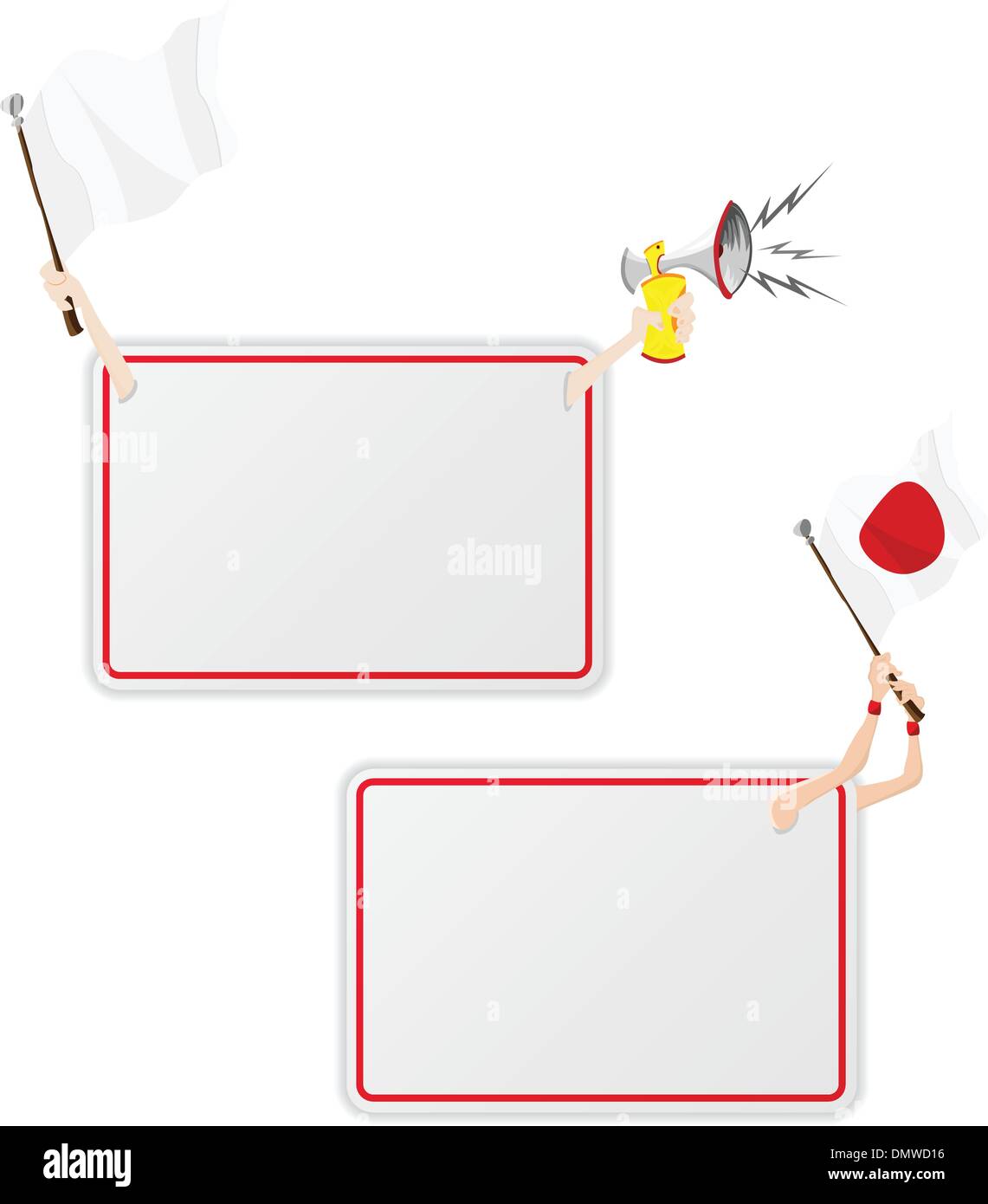 Giappone Sport frame del messaggio con la bandiera. Set di due Illustrazione Vettoriale