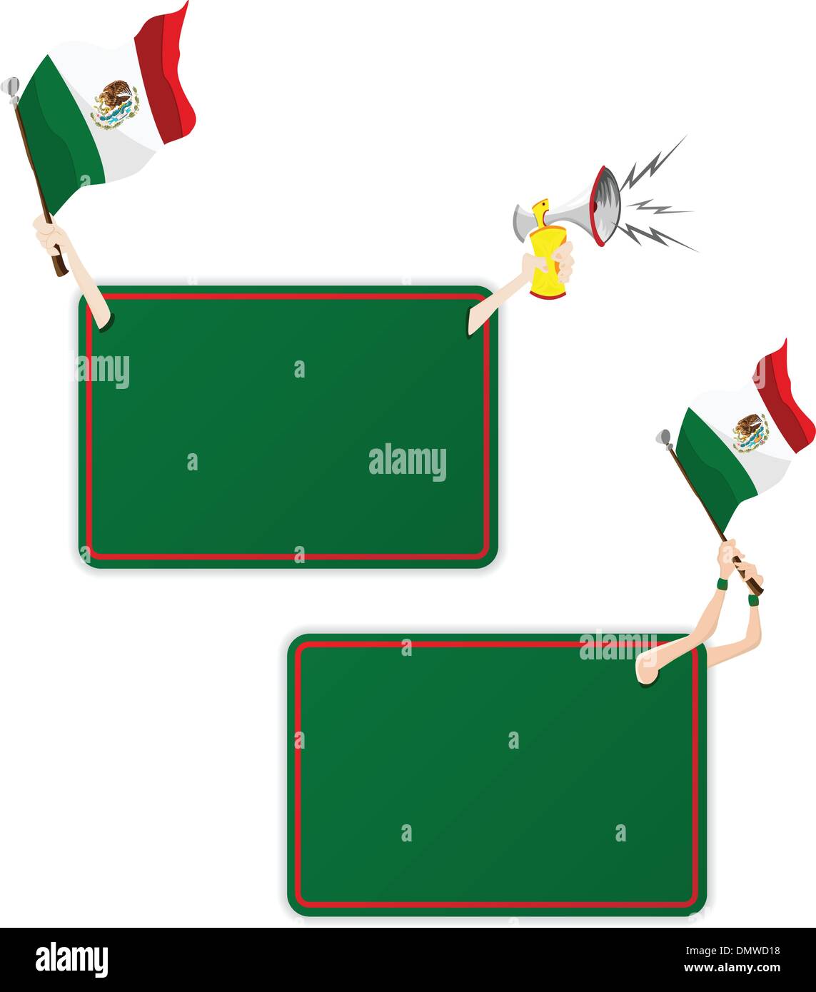 Messico Sport frame del messaggio con la bandiera. Set di due Illustrazione Vettoriale