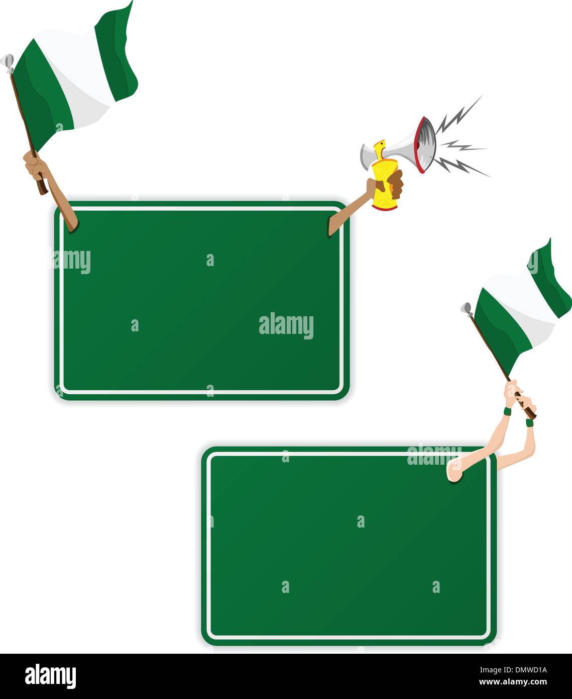 La Nigeria Sport frame del messaggio con la bandiera. Set di due Illustrazione Vettoriale