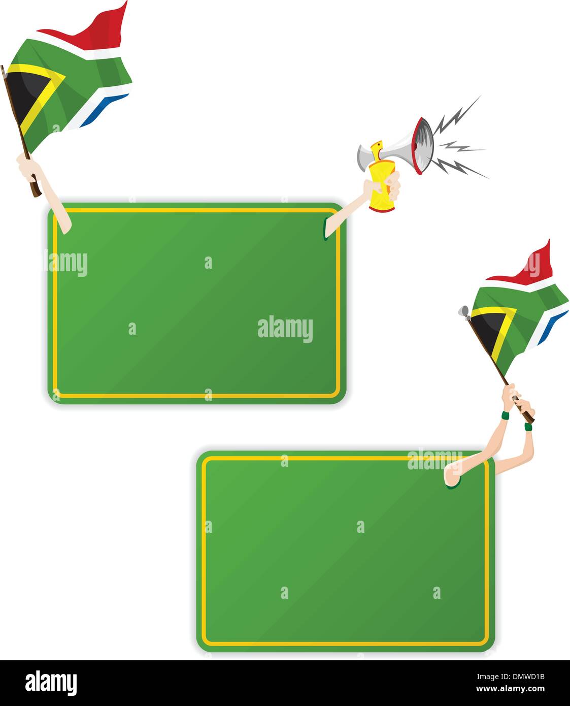 Sud Africa Sport frame del messaggio con la bandiera. Set di due Illustrazione Vettoriale