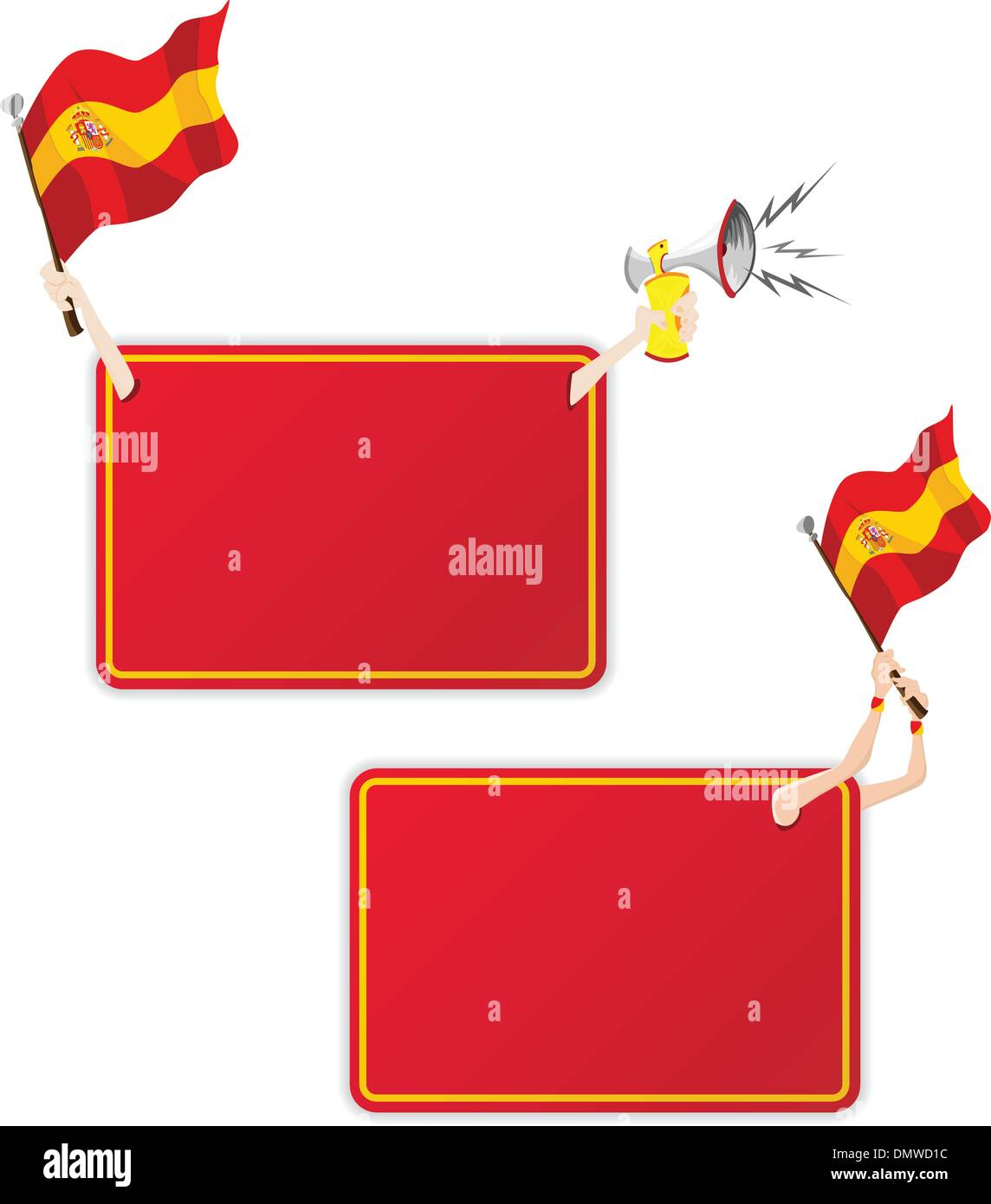 Spagna Sport frame del messaggio con la bandiera. Set di due Illustrazione Vettoriale