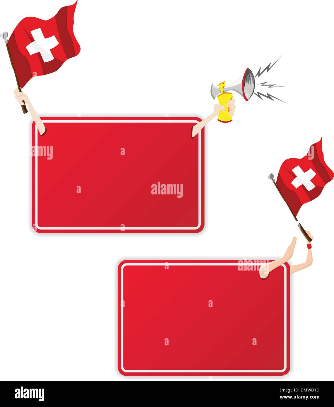La Svizzera Sport frame del messaggio con la bandiera. Set di due Illustrazione Vettoriale