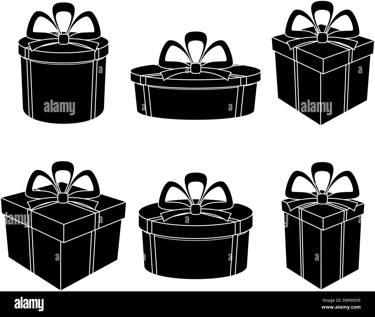 Scatole, silhouette nera Illustrazione Vettoriale