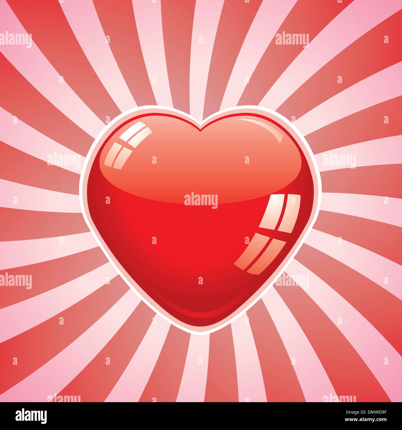 Vettore cuore rosso su sfondo rétro Illustrazione Vettoriale