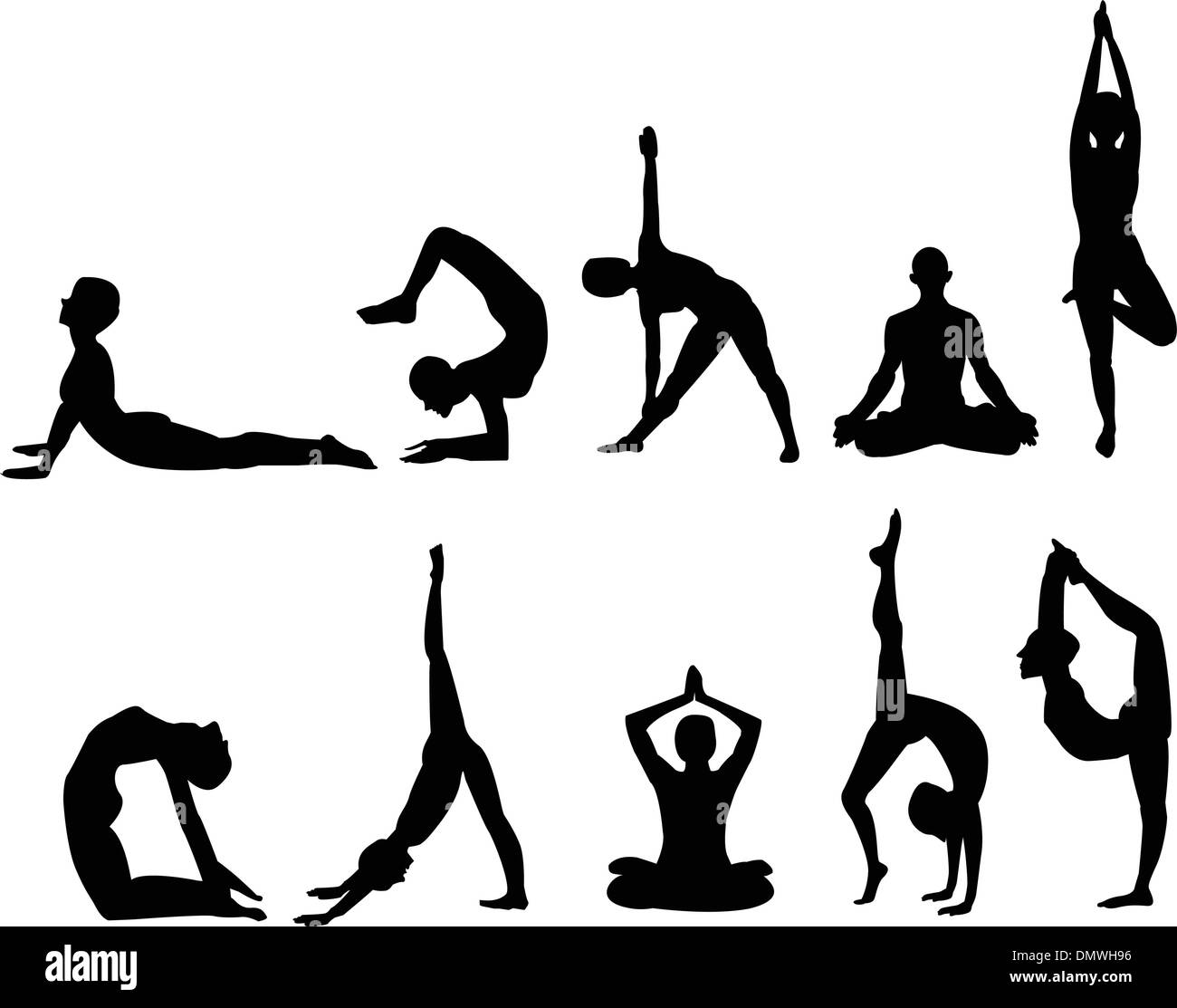 Silhouette di yoga Illustrazione Vettoriale