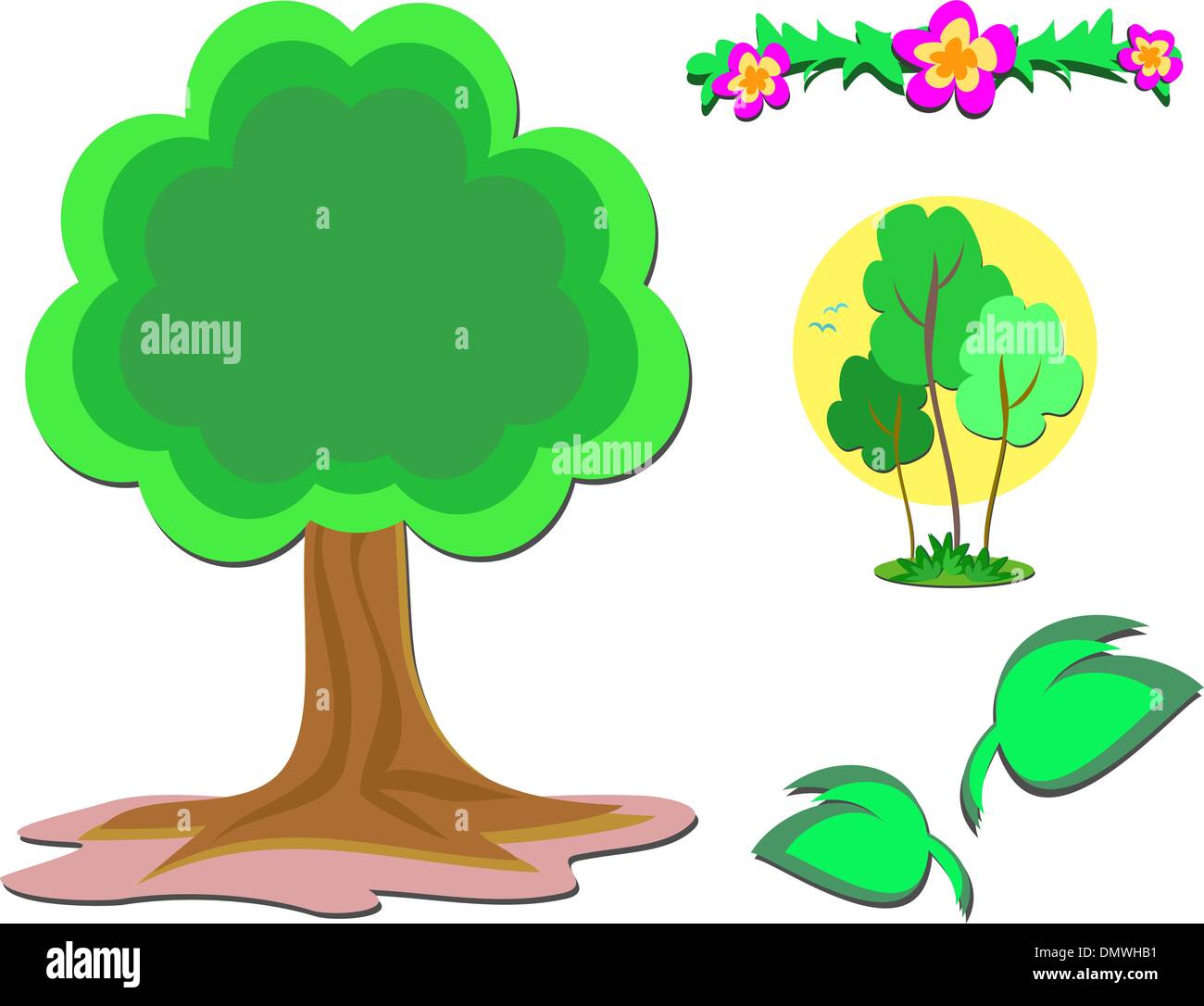 Mix di alberi e parti Illustrazione Vettoriale