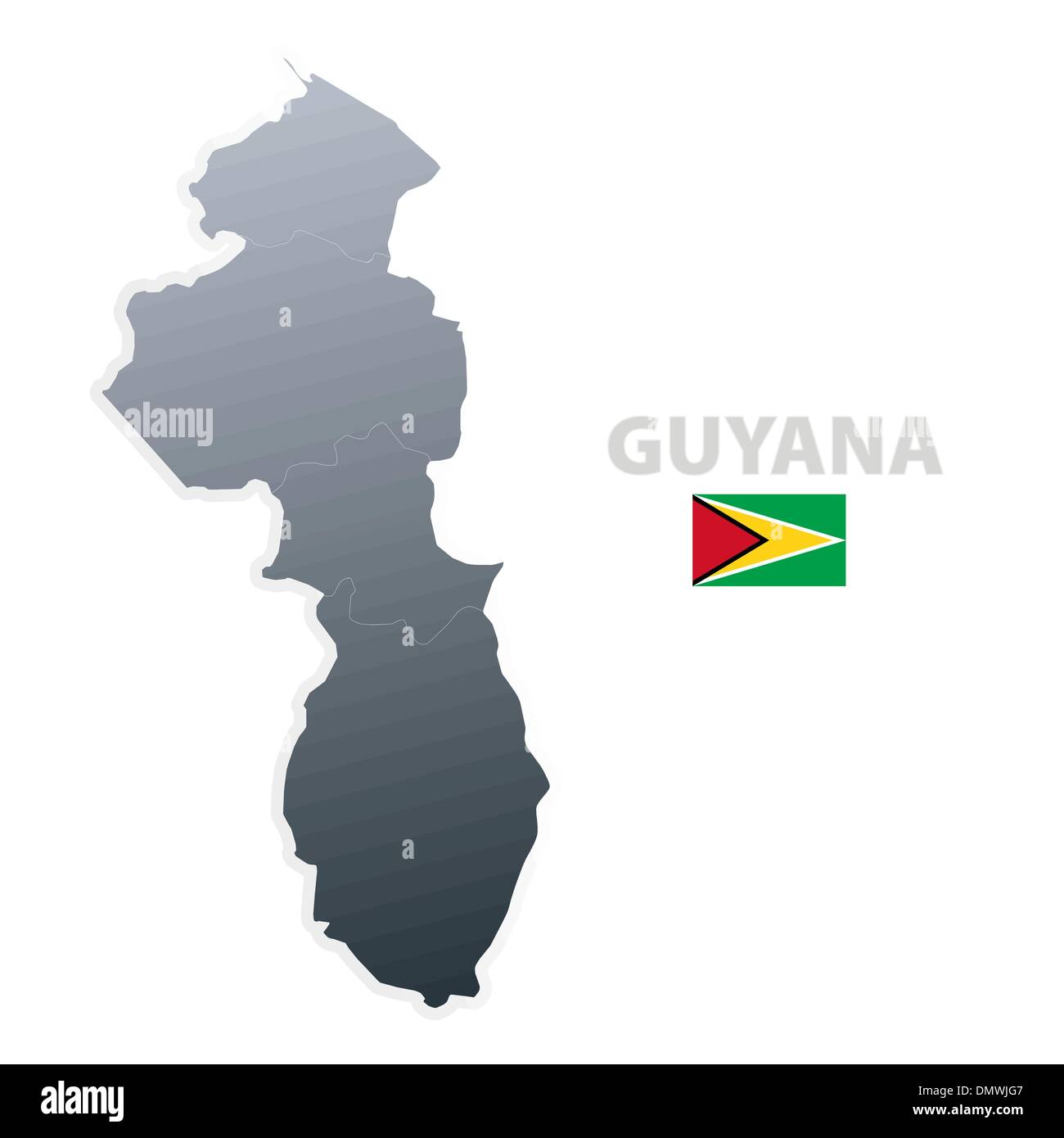 Guyana mappa con bandiera ufficiale Illustrazione Vettoriale