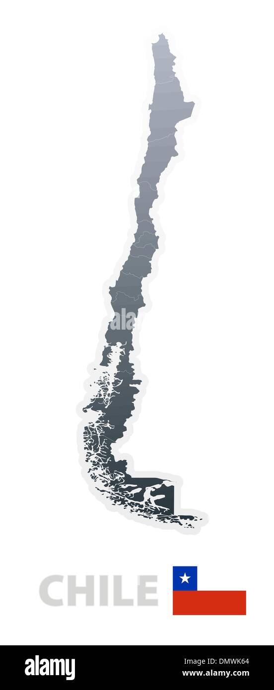 Mappa di Cile con bandiera ufficiale Illustrazione Vettoriale