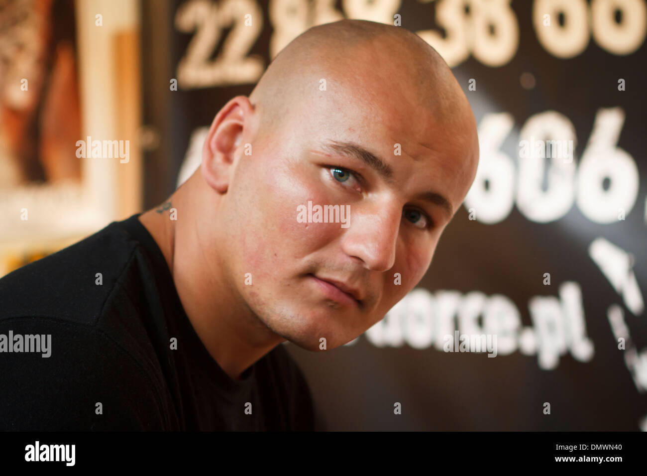 Ritratto di polacco di peso pesante boxer Artur Szpilka presi durante la Tattoo Convention 2013 a Katowice, Polonia. Foto Stock
