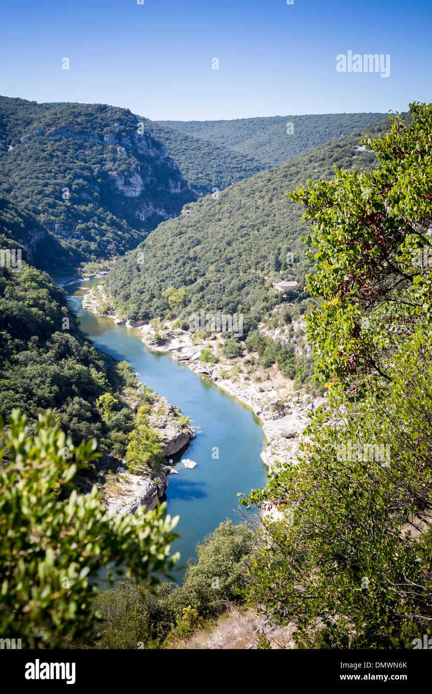 Ardeche Gorge e River, a sud della Francia, l'Europa. Foto Stock