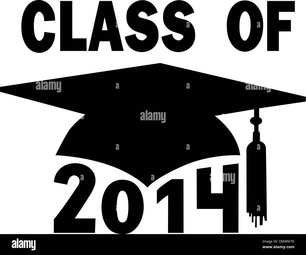 Classe di 2014 College di alta scuola di cappuccio di graduazione Illustrazione Vettoriale