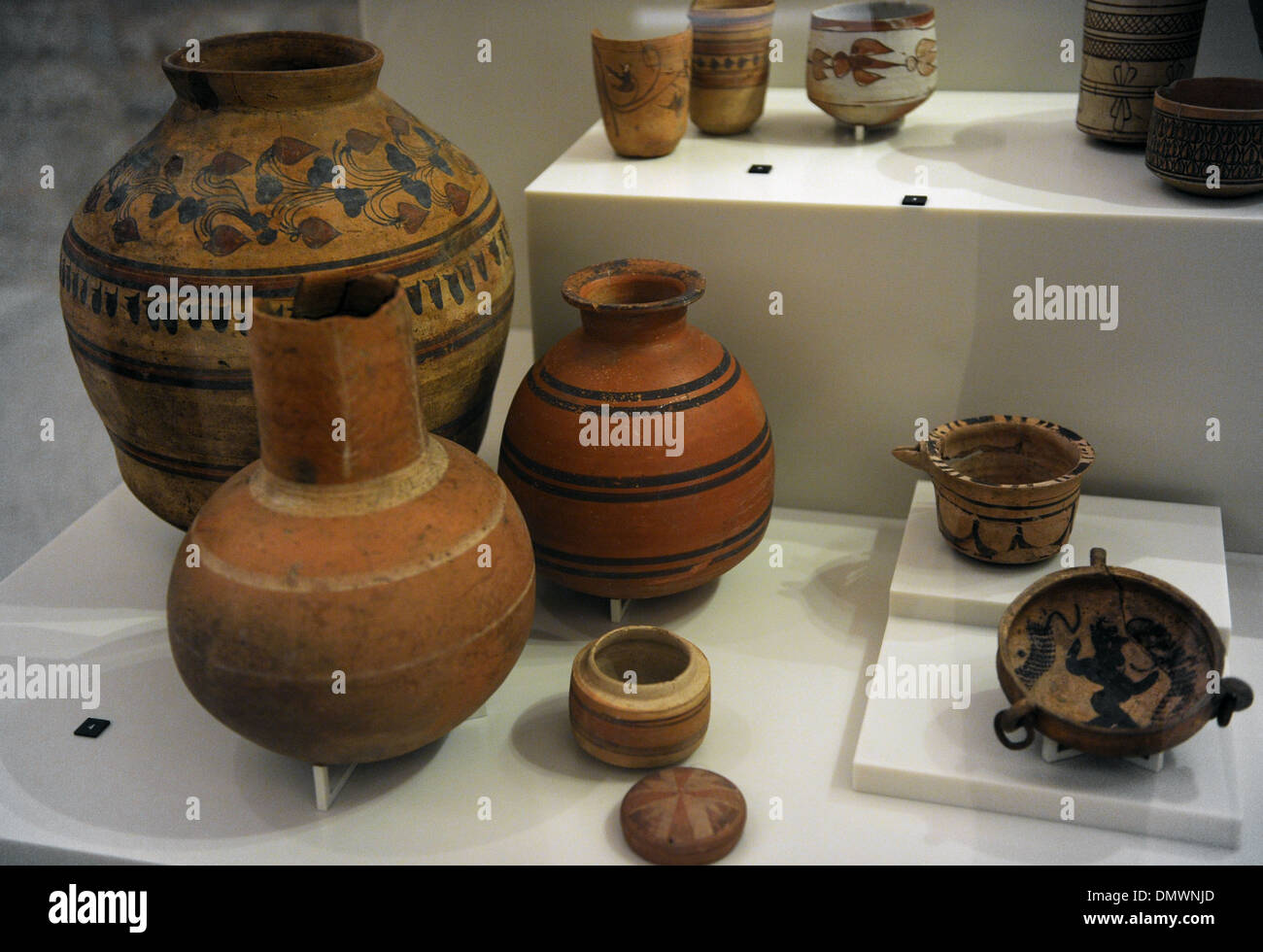 Roman barbotin ceramiche. Trovati nelle tombe egizie come tomba di beni e il Meroitic unito. I secolo d.c. Foto Stock