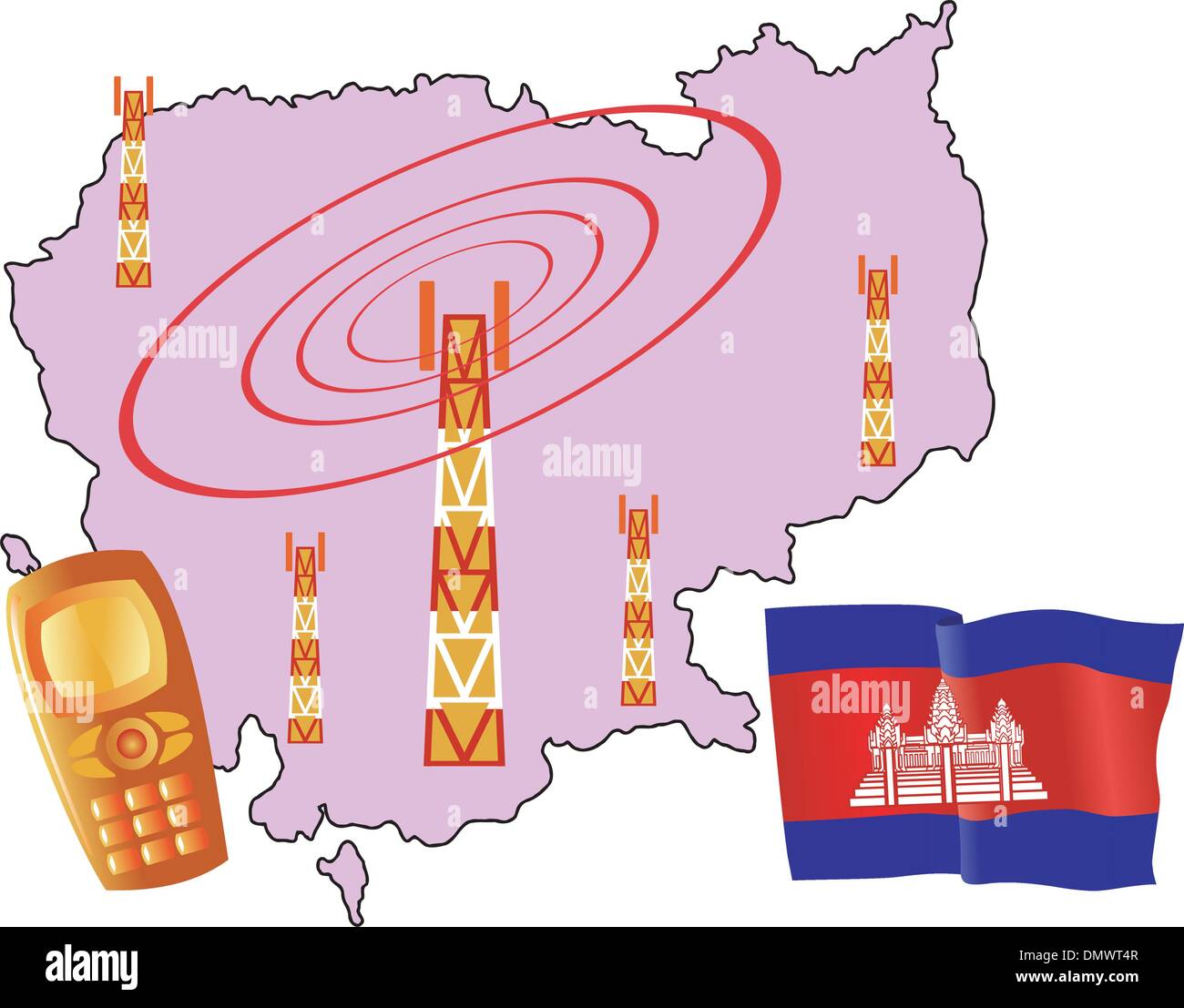 Connessione mobile della Cambogia Illustrazione Vettoriale