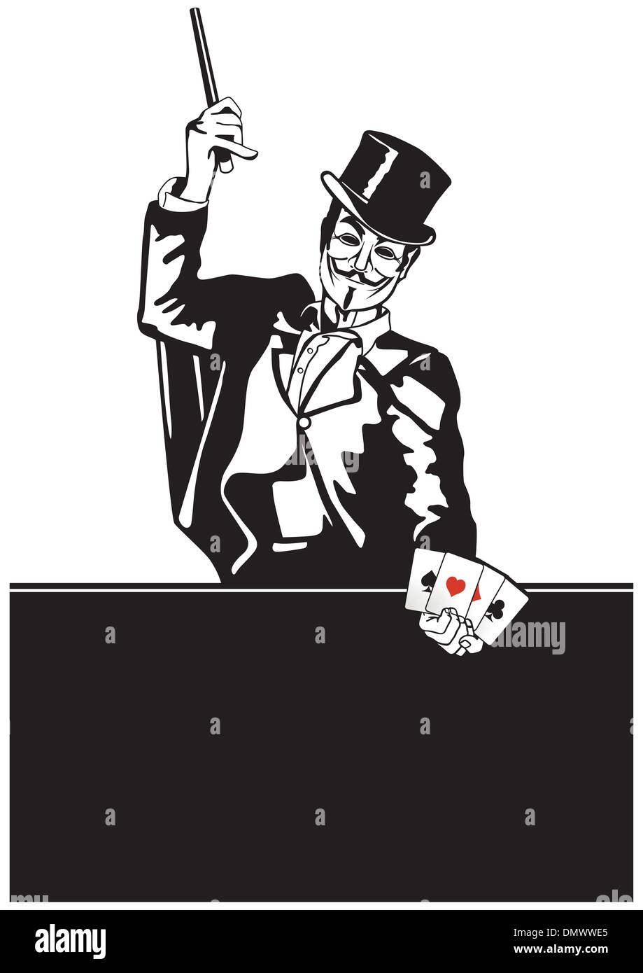 Mago con card trick Illustrazione Vettoriale