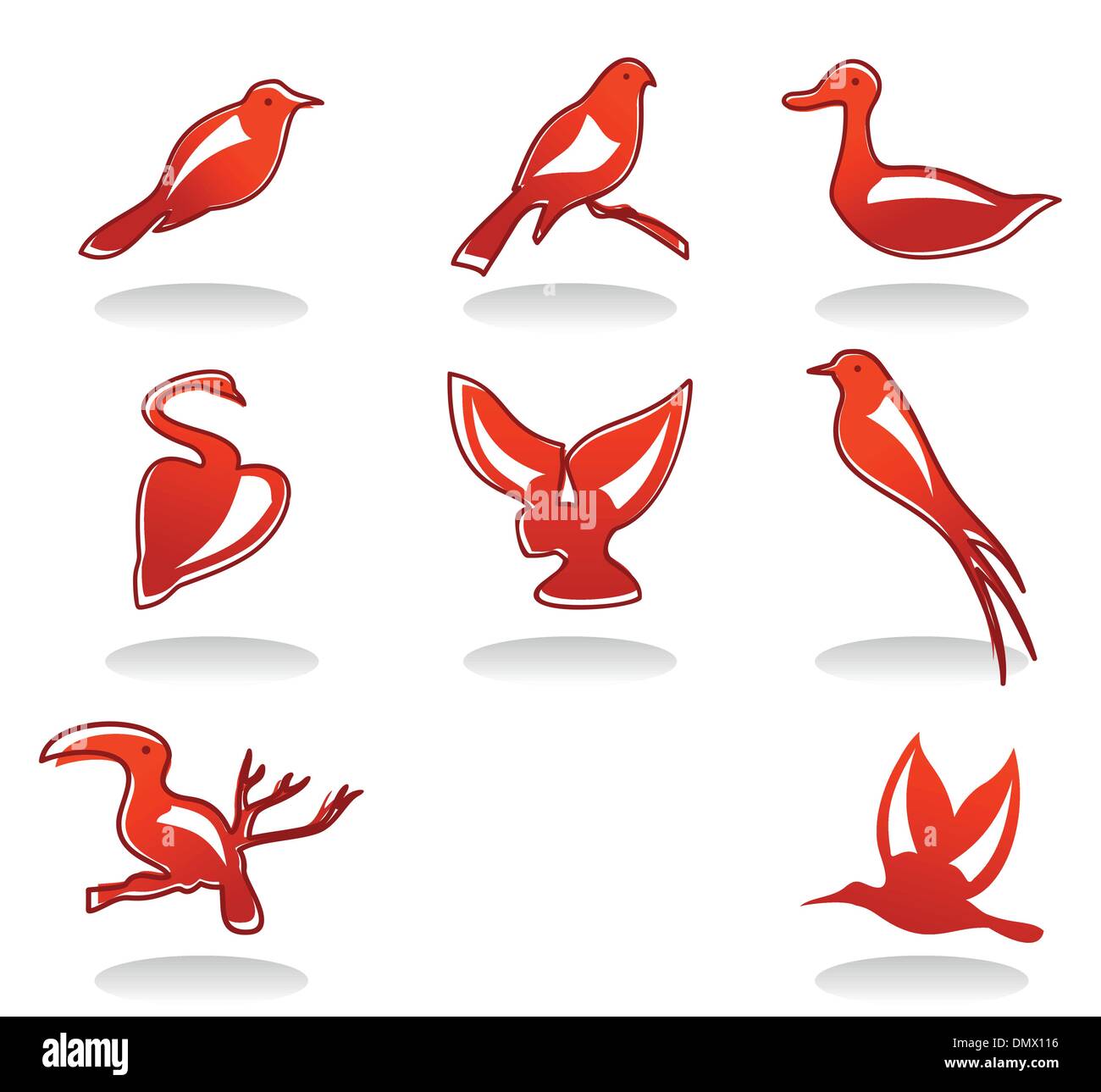 Icone degli uccelli Illustrazione Vettoriale