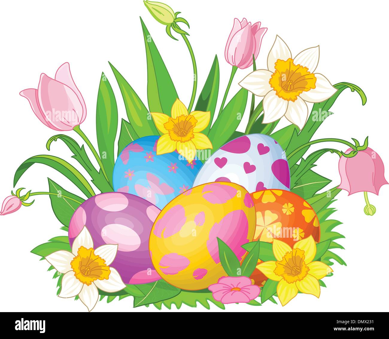 Uova di Pasqua in un'erba Illustrazione Vettoriale