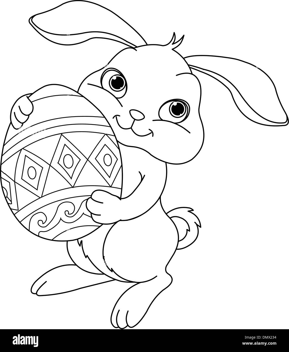 Coniglietto di pasqua. Pagina di colorazione Illustrazione Vettoriale
