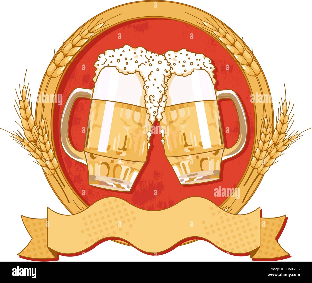 Birra ovale design etichetta Illustrazione Vettoriale