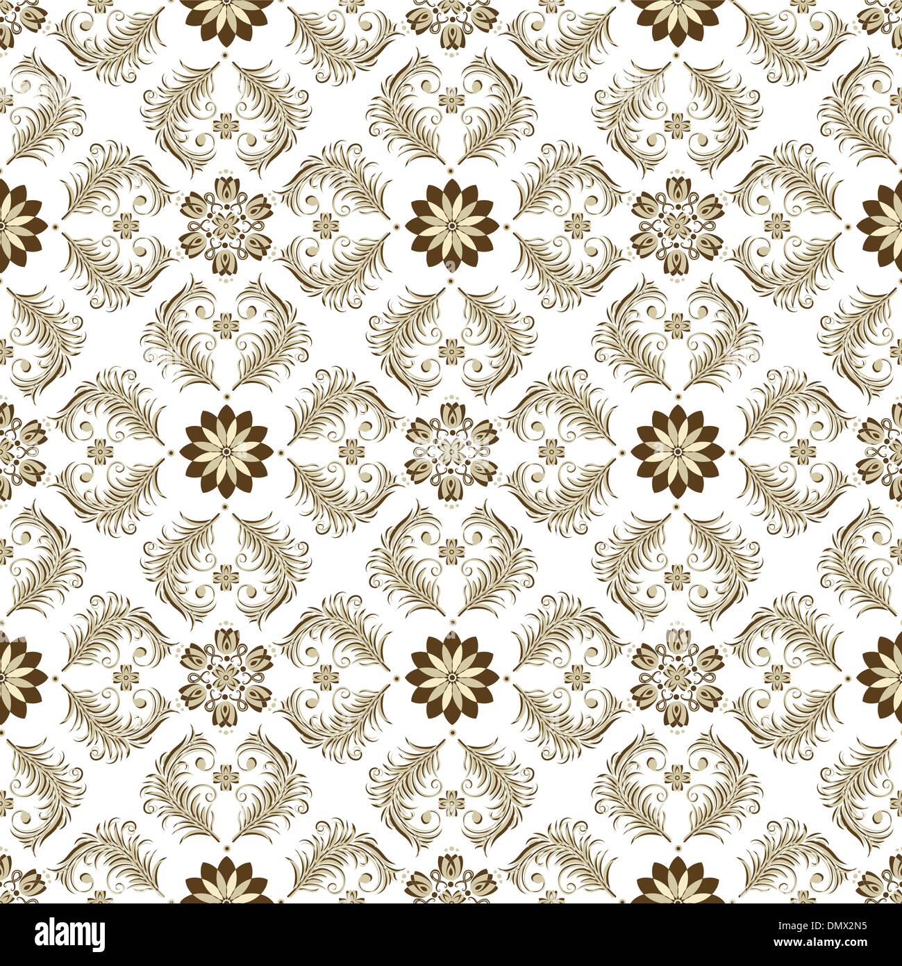 Seamless marrone-bianco modello vintage Illustrazione Vettoriale