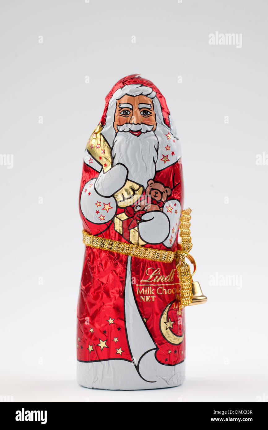 Lindt cioccolato al latte di Babbo Natale in lamina Foto Stock
