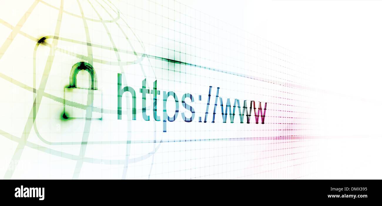 Il protocollo https protetto nella pagina web Illustrazione Vettoriale