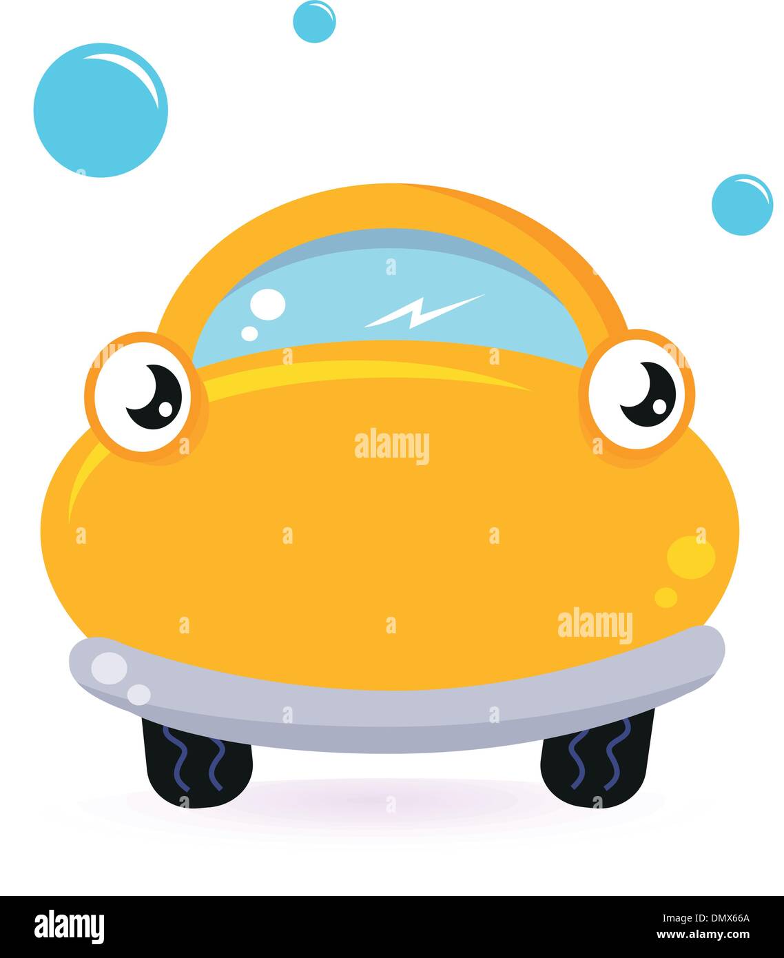 Felice giallo car wash isolato su bianco Illustrazione Vettoriale