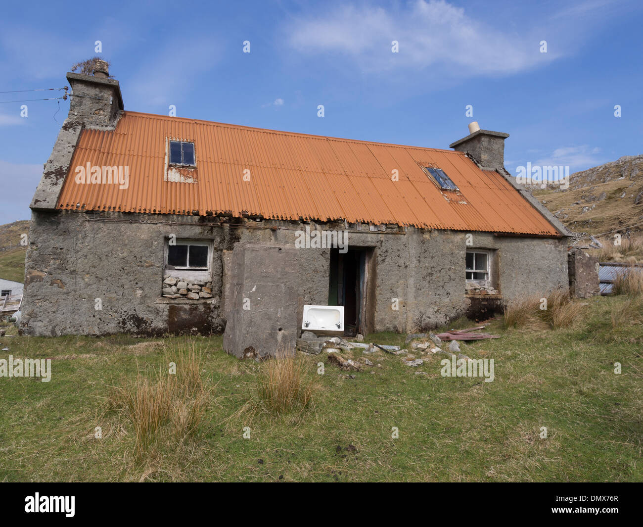 Abbandonato Casa Croft, isola di Lewis Foto Stock