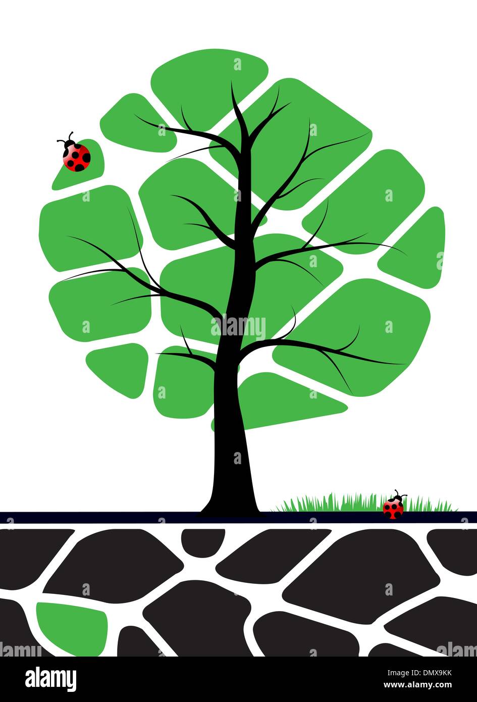 Illustrazione di albero con foglie di colore verde Illustrazione Vettoriale