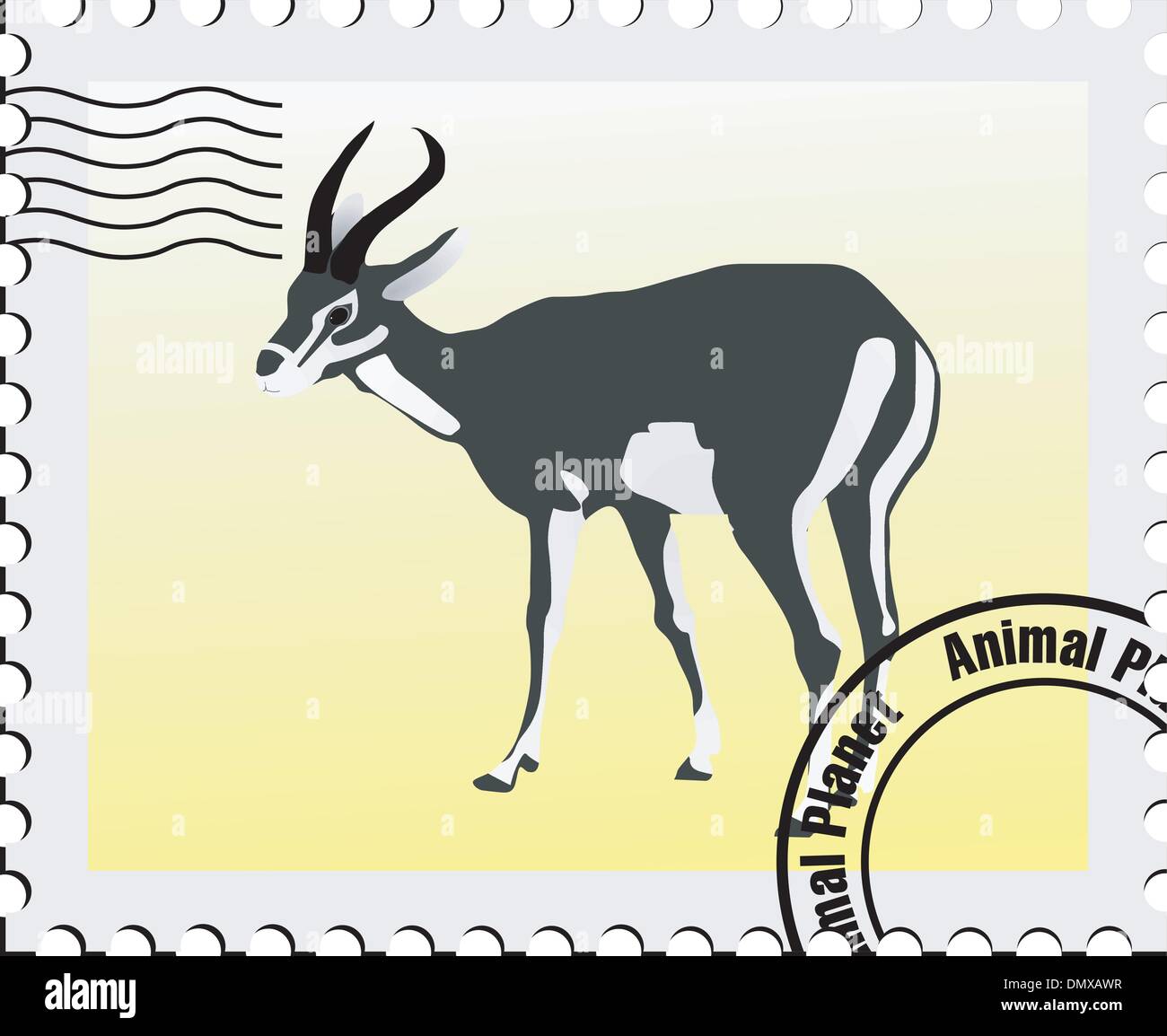 Timbro del vettore con l immagine di una gazzella Illustrazione Vettoriale
