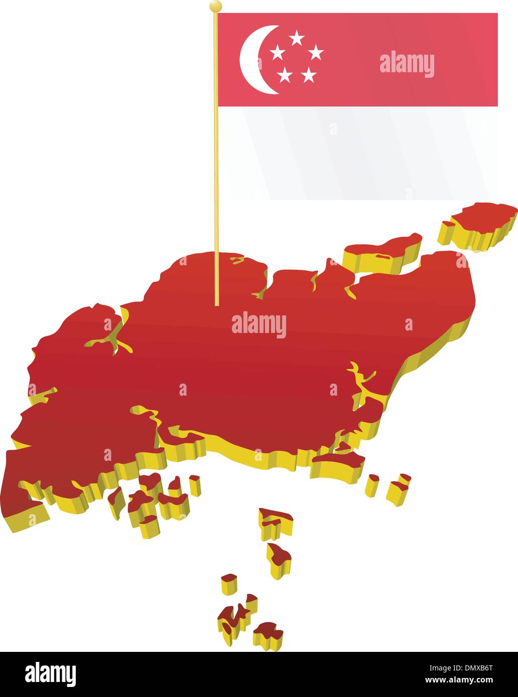 3d Indicazione Della Bandiera Nazionale Di Singapore Illustrazione di