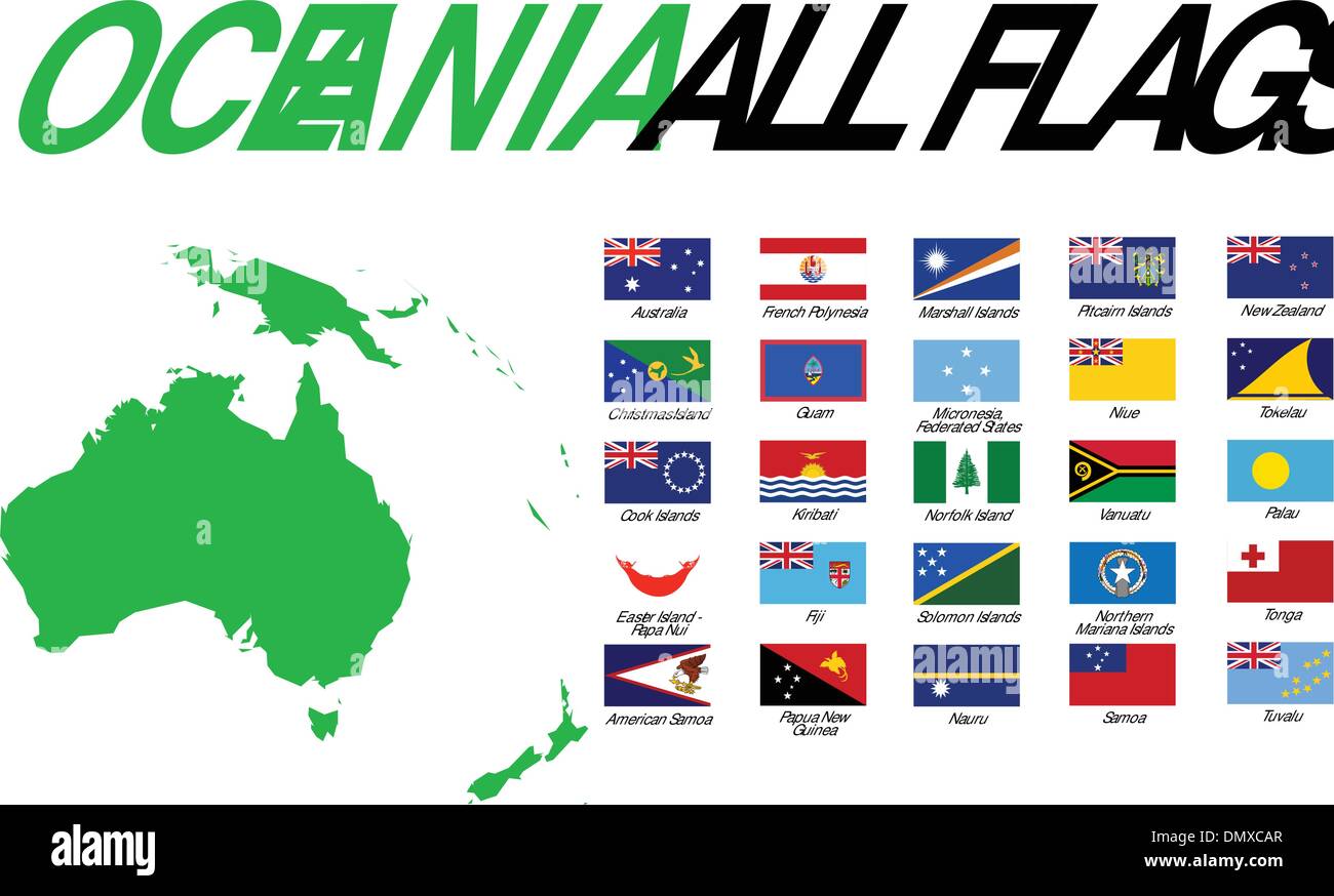 Oceania tutte le bandiere Illustrazione Vettoriale