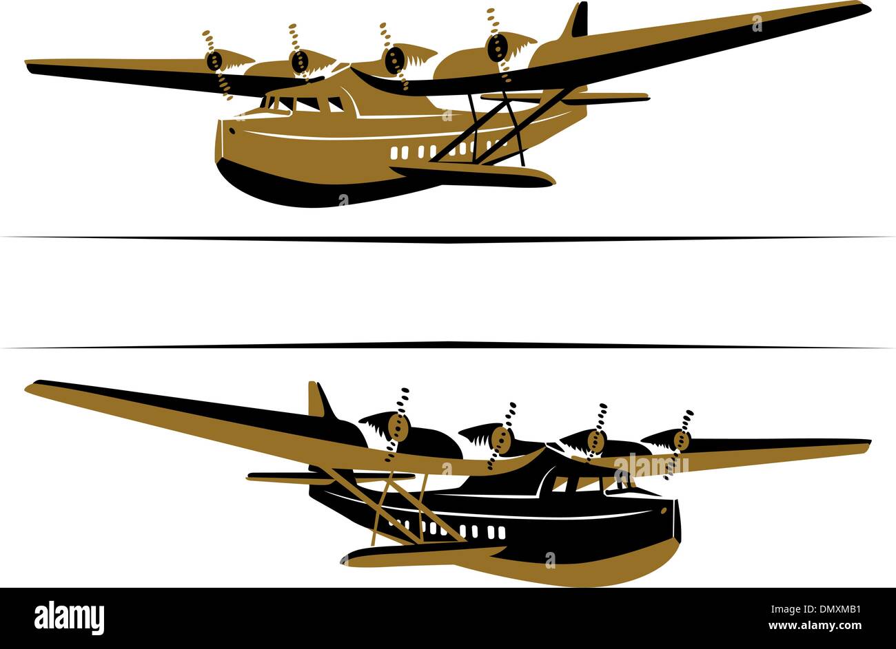 Retrò barca aereo Illustrazione Vettoriale Retrò barca aereo Illustrazione Vettoriale