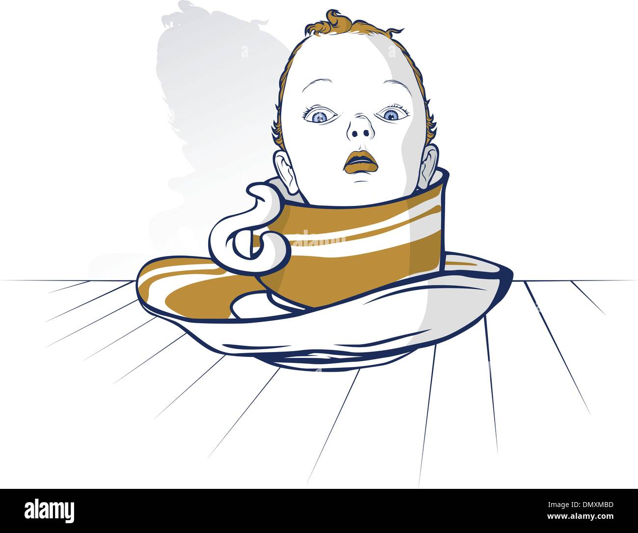 Baby bambino testa sulla tazza di caffè Illustrazione Vettoriale