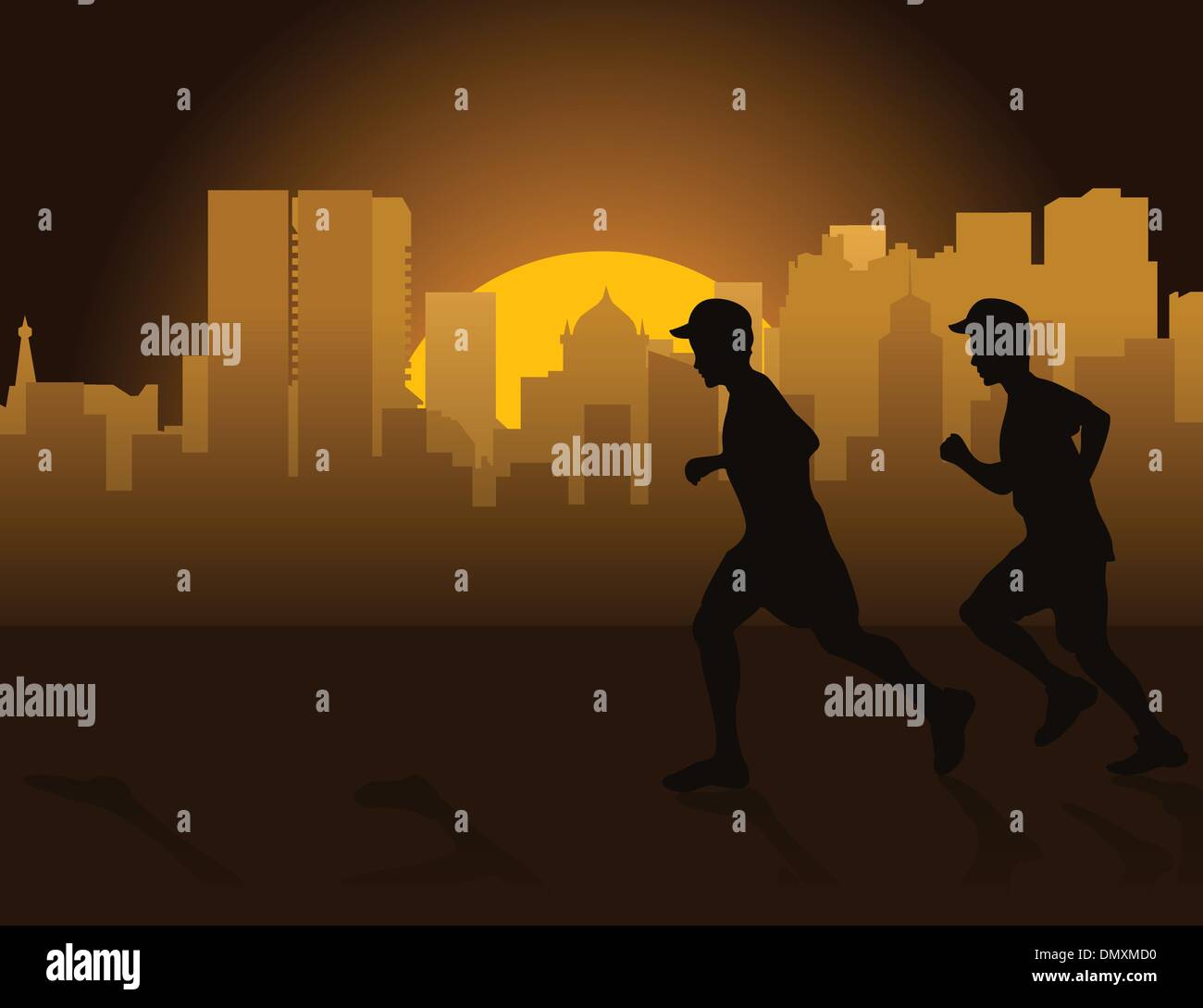 Fare jogging su una città Illustrazione Vettoriale