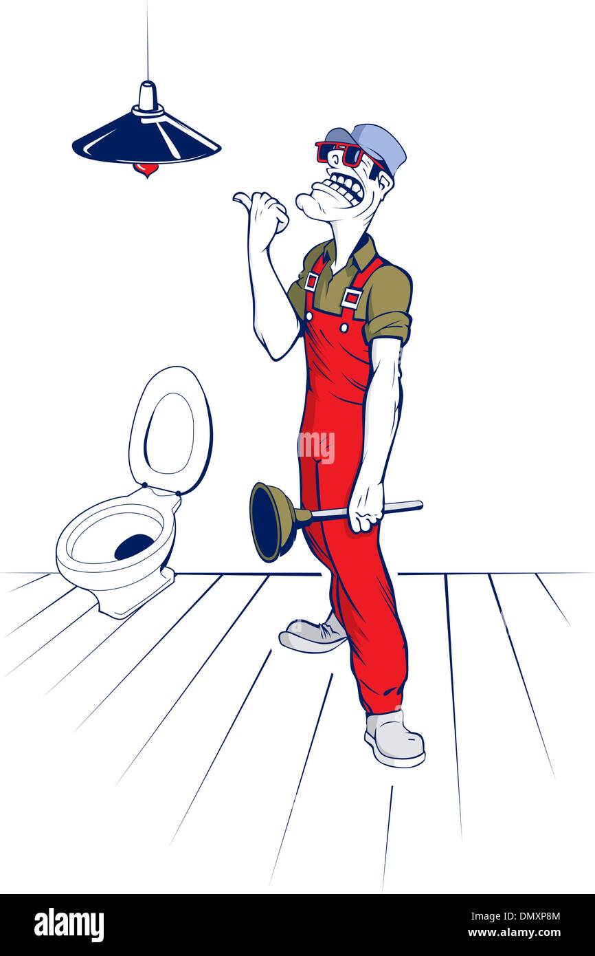 Plumber uomo sorriso Illustrazione Vettoriale