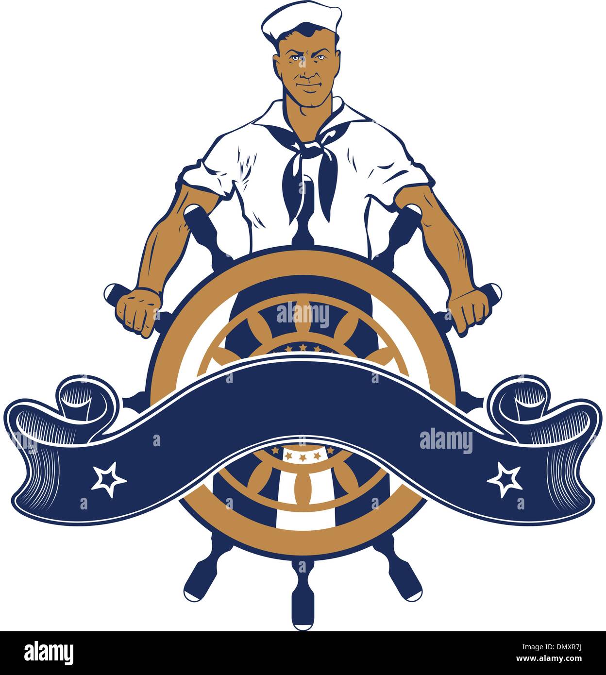 Sailor uomo emblema Illustrazione Vettoriale