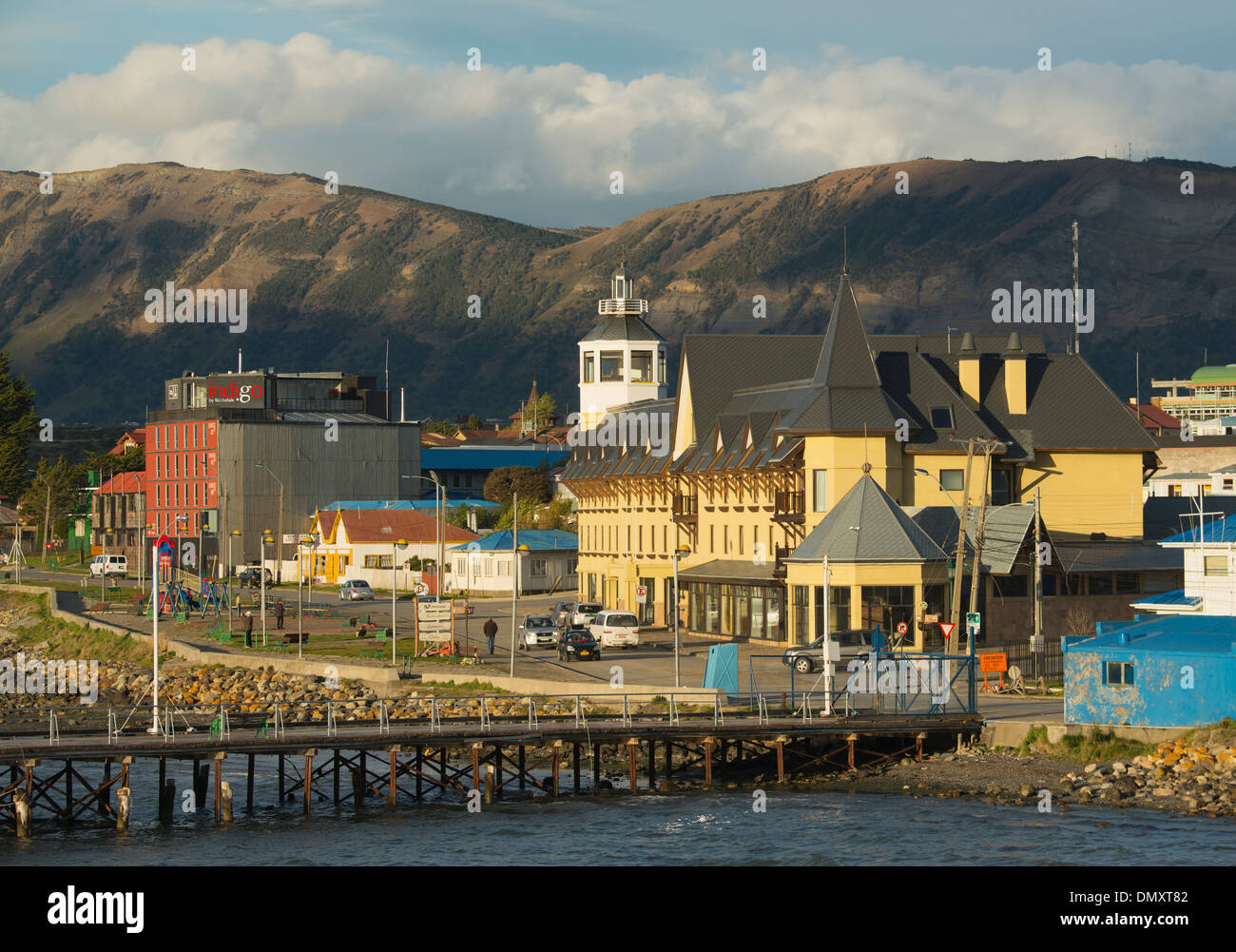 Puerto Natales, città portuale in Cile Patagonia Foto Stock