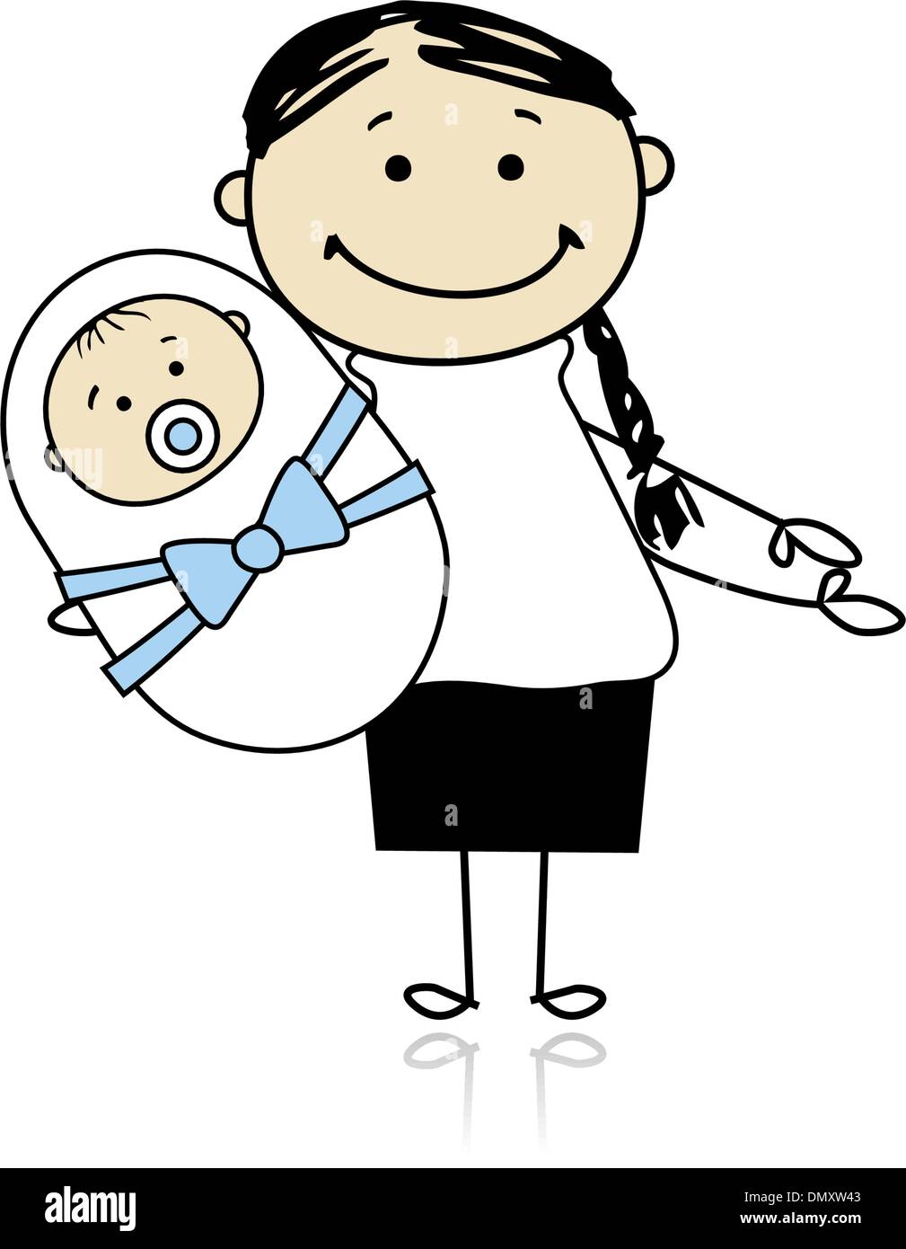 Felice madre con gemelli neonati Immagine e Vettoriale - Alamy