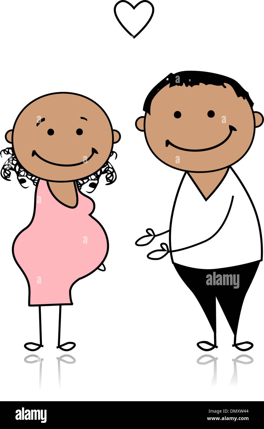 Genitori felici in attesa di baby, Gravidanza Illustrazione Vettoriale
