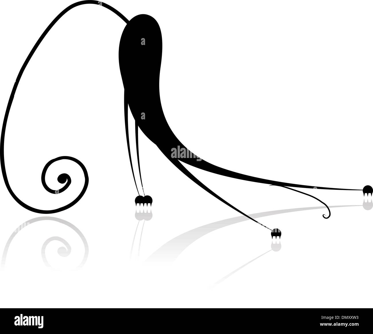 Grazioso gatto nero silhouette per il tuo design Illustrazione Vettoriale