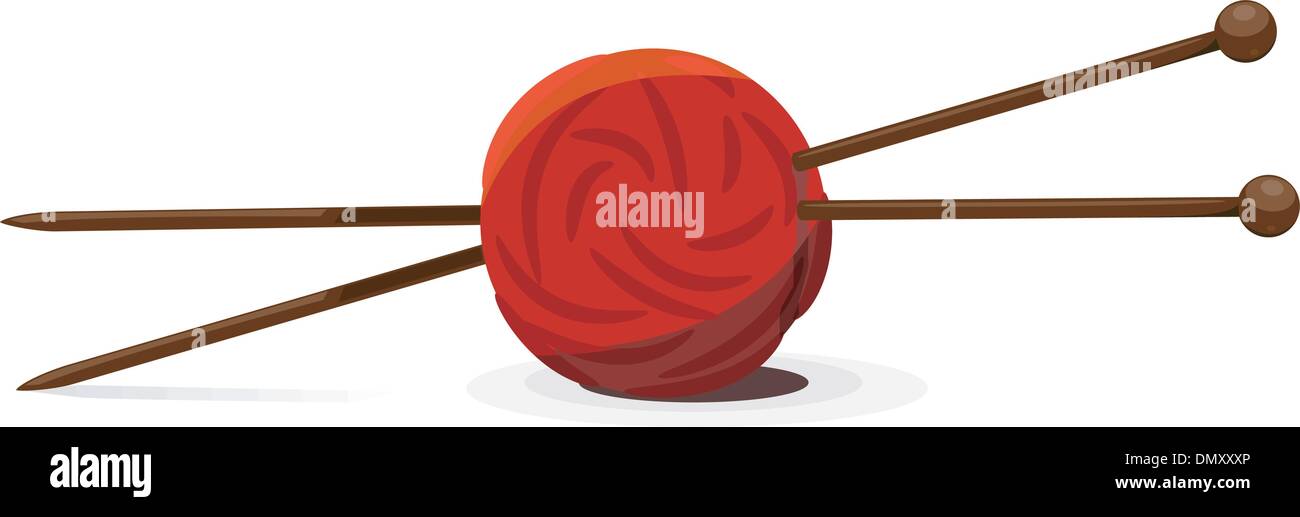 Illustrazione Vettoriale di Lana palla e aghi di tessitura Illustrazione Vettoriale