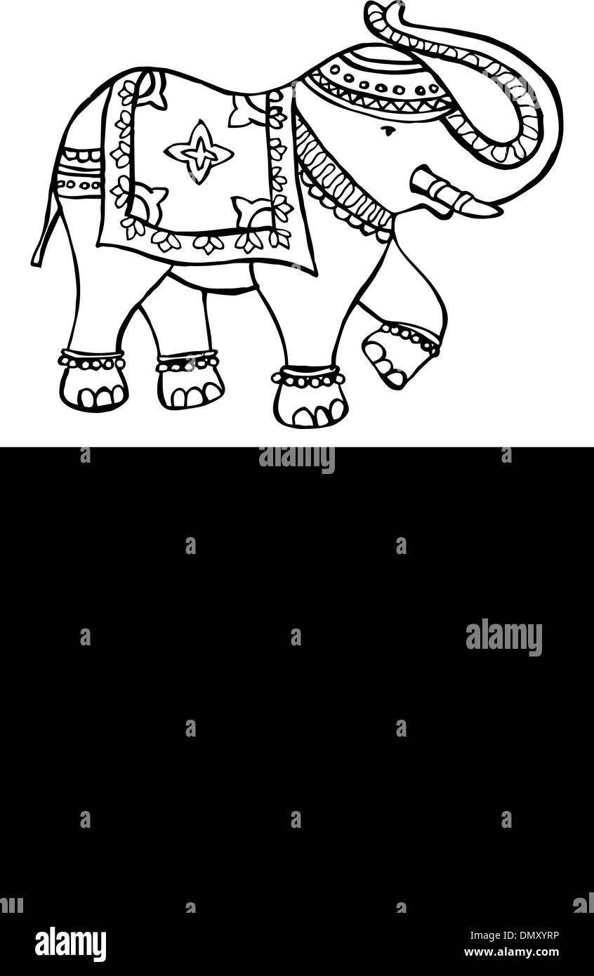 Tipica festa elefante indiano Illustrazione Vettoriale