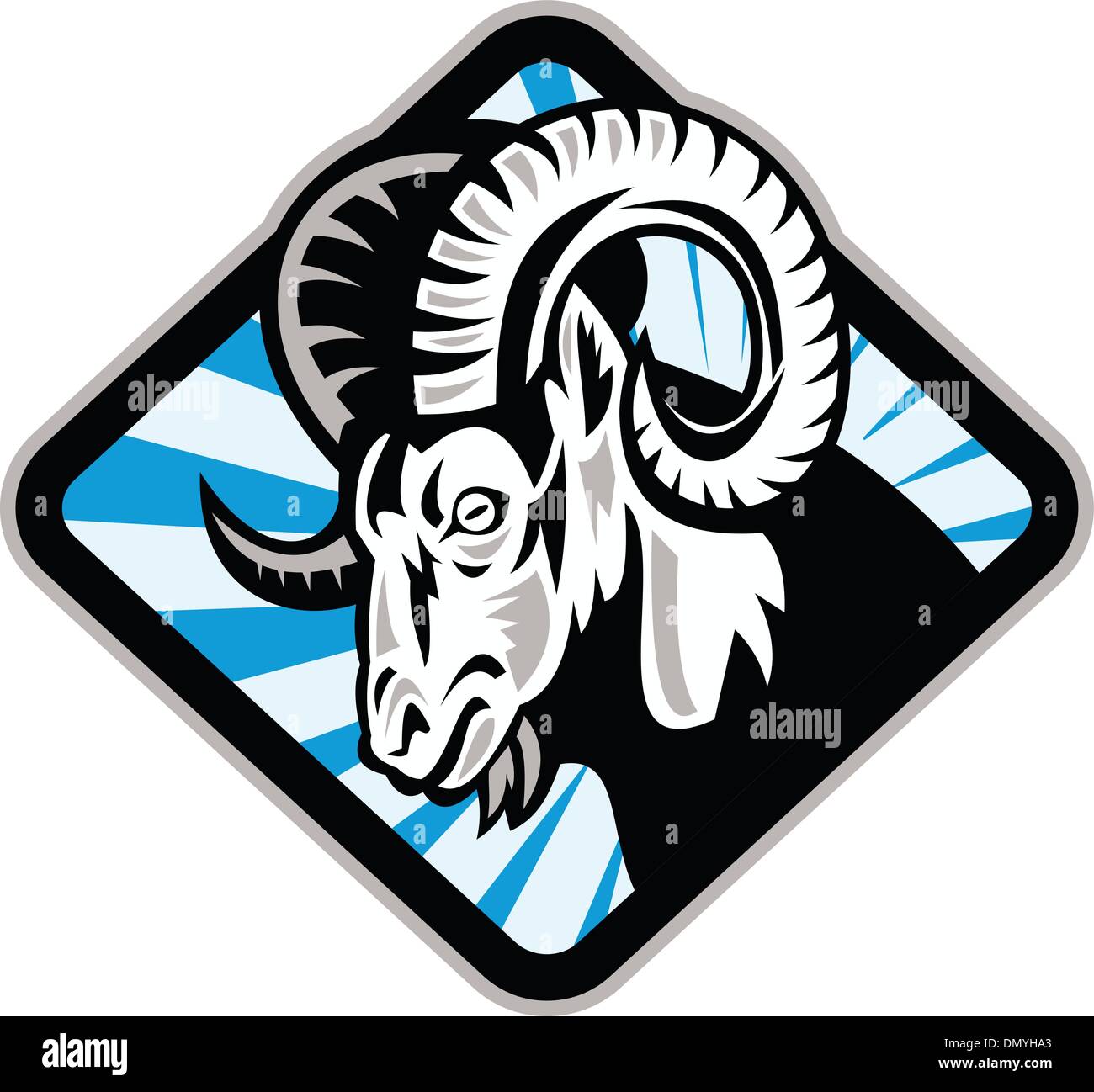 Bighorn Ram Ovini Caprini Illustrazione Vettoriale