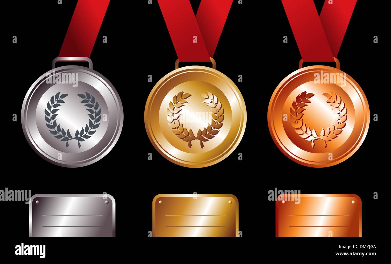 Sport vincitori: oro, argento e medaglie di bronzo Illustrazione Vettoriale