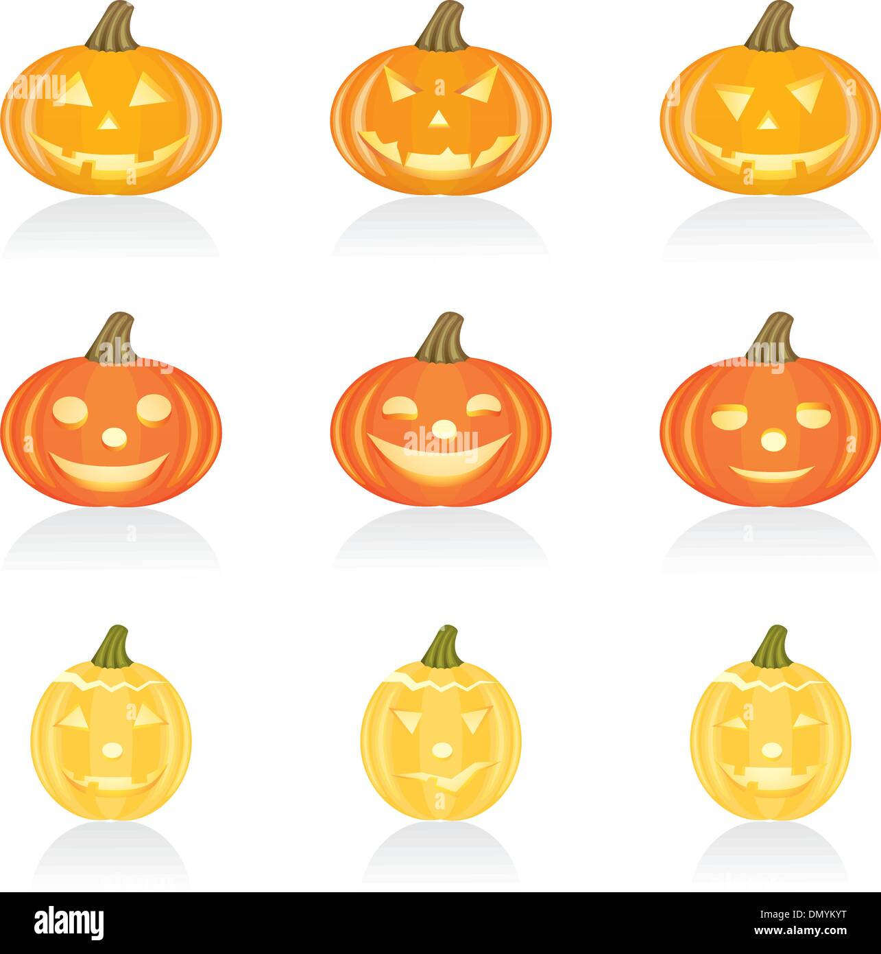 Il set di icone di zucca di Halloween Illustrazione Vettoriale